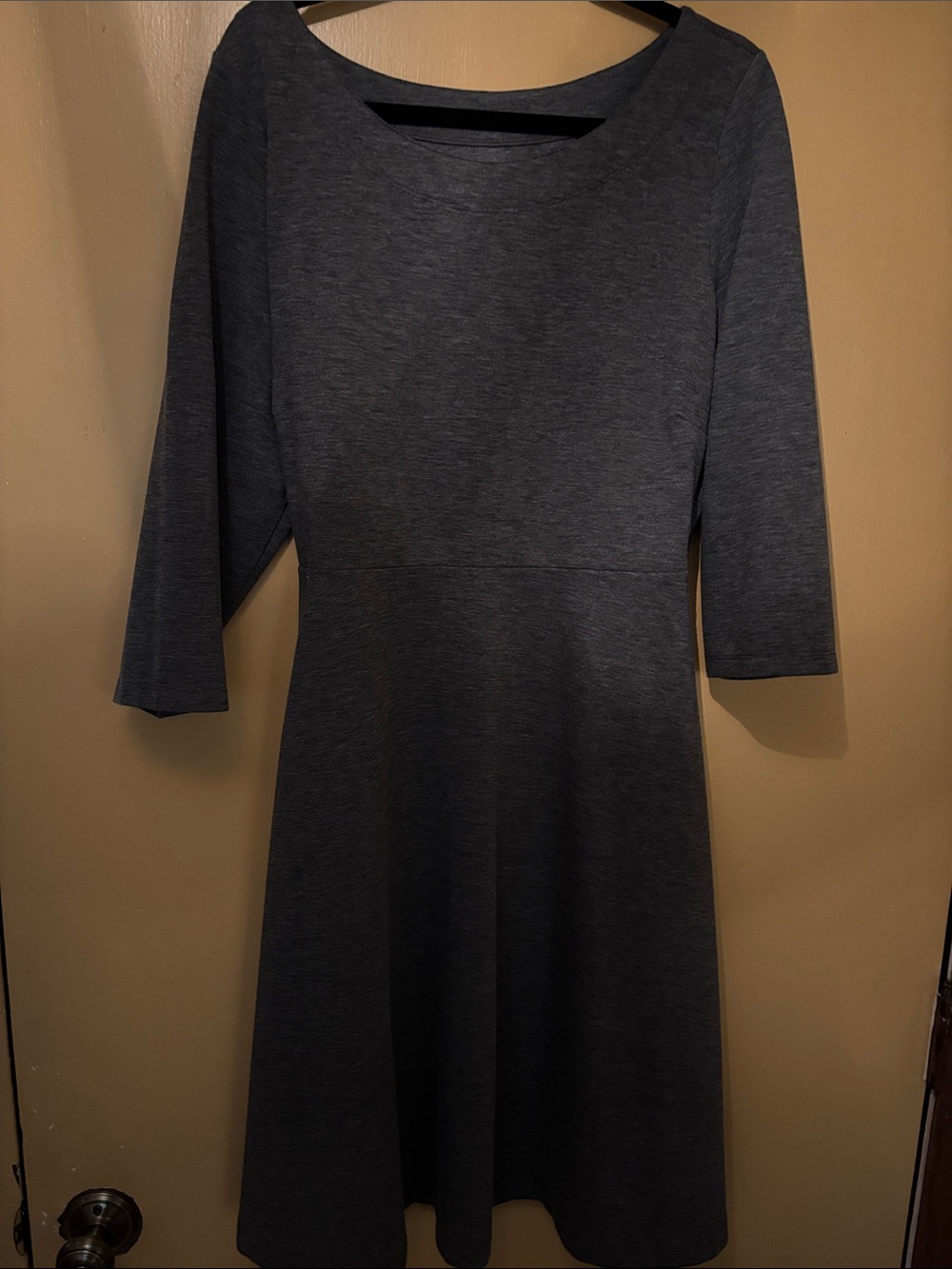 Lands' End Dark Gray Scoop-Neck Fit & Flare Dress